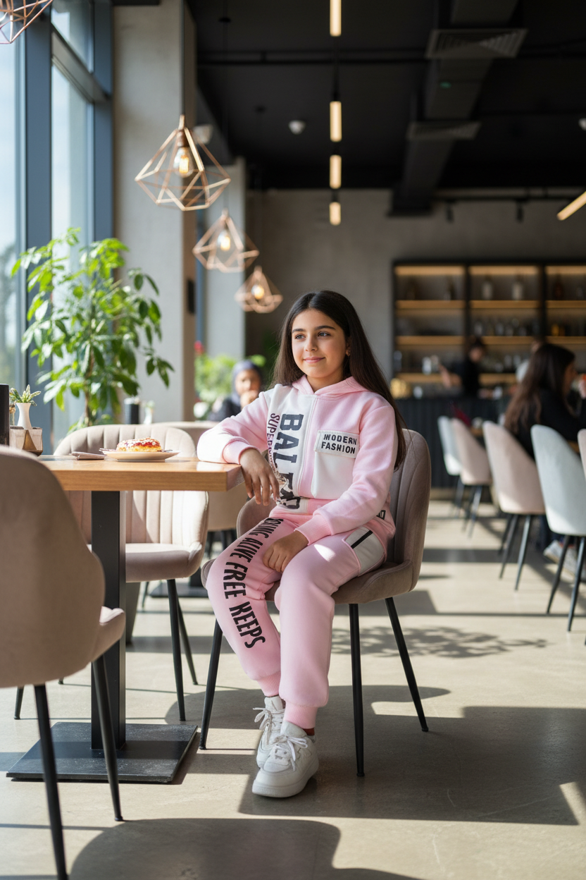 Girls' Trendy Streetwear Two-Piece Tracksuit Set - Winter Cozy Fleece Activewear