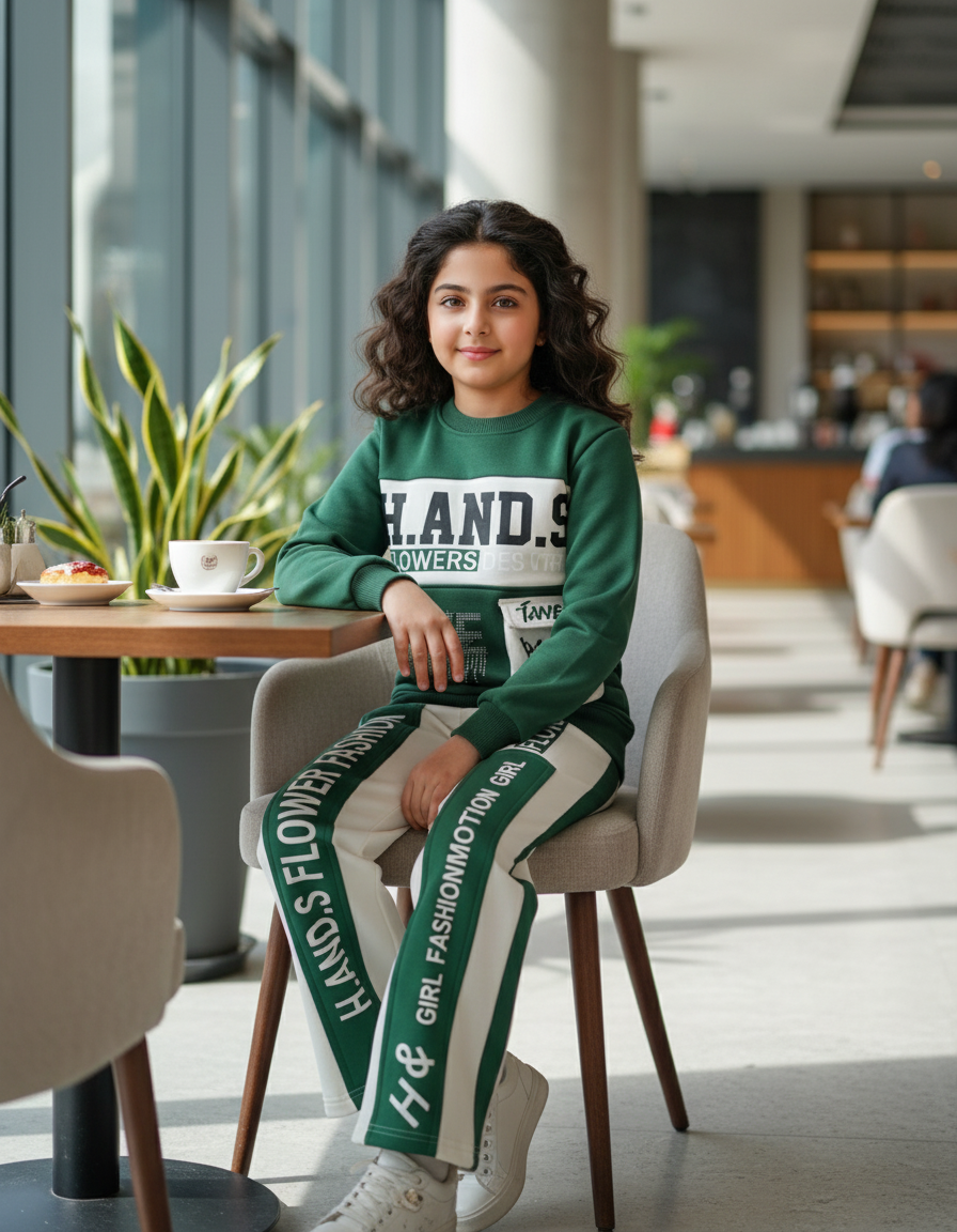 Girls' Trendy Streetwear Two-Piece Tracksuit Set - Winter Cozy Fleece Activewear