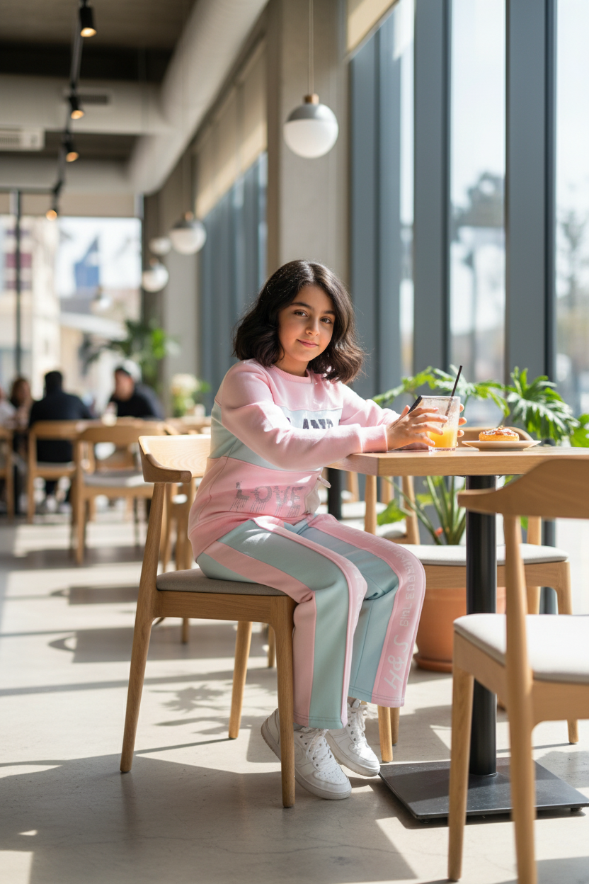 Girls' Trendy Streetwear Two-Piece Tracksuit Set - Winter Cozy Fleece Activewear