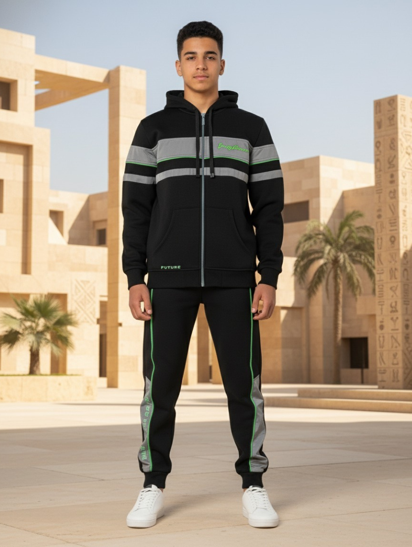 Boys’ Contrast Panel Zip-Up Tracksuit