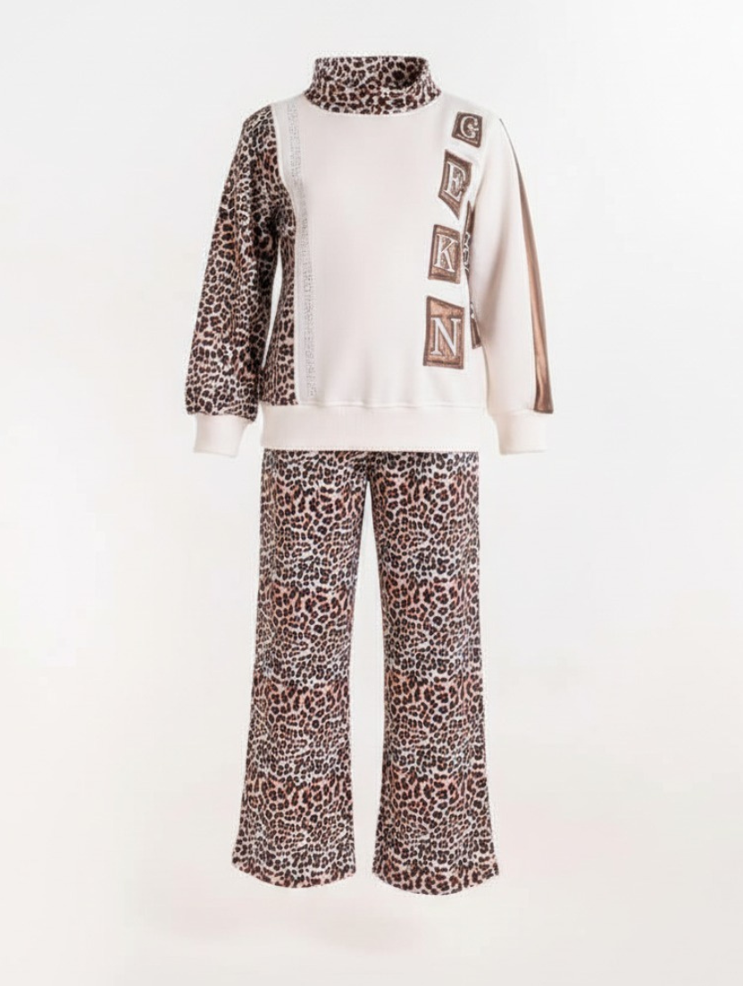 Girls Leopard Print Winter Lounge Set