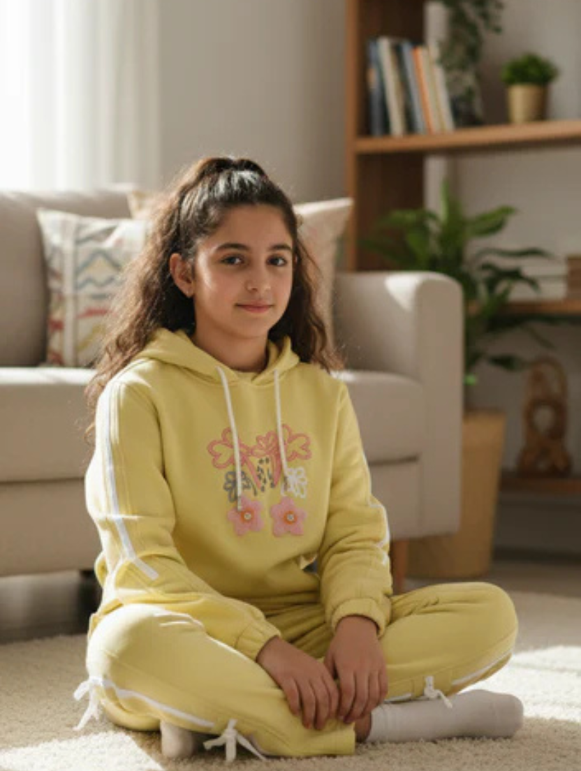 Girls' Floral Hoodie & Pants Set