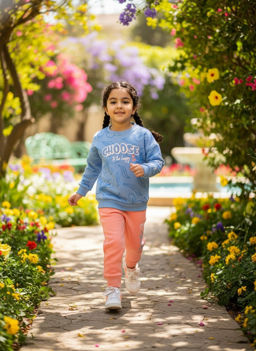 Girls’ Cozy Printed Sweatshirt & Jogger Set