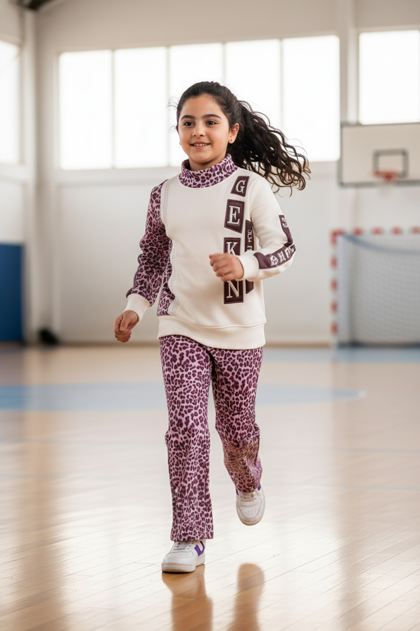 Girls Leopard Print Winter Lounge Set