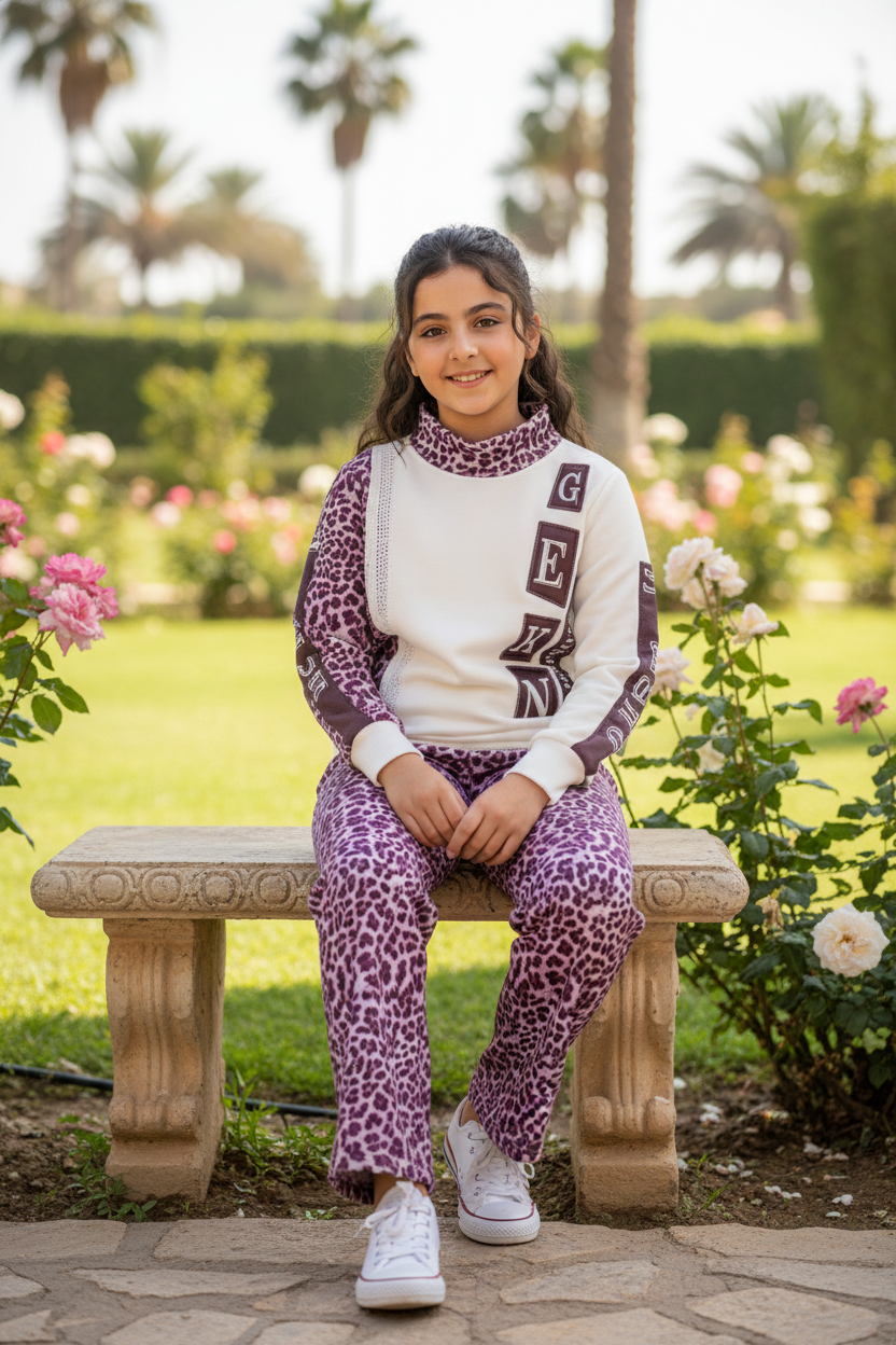 Girls Leopard Print Winter Lounge Set