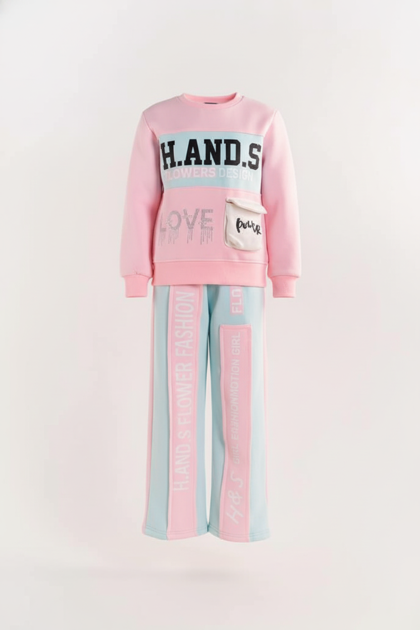 Girls' Trendy Streetwear Two-Piece Tracksuit Set - Winter Cozy Fleece Activewear